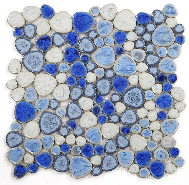 Venus Noon Sapphire Pebble Porcelain Mosaic Tile-Porcelain Mosaic-American Tile Depot