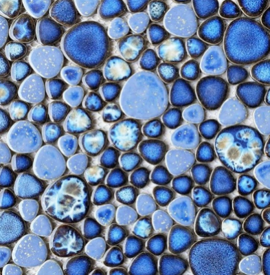 Venus Night Azure Pebble Porcelain Mosaic Tile-Porcelain Mosaic-American Tile Depot