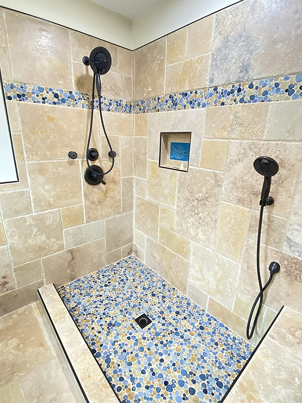 Venus Night Blue Pebble Porcelain Mosaic Tile-Porcelain Mosaic-American Tile Depot