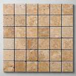 2 X 2 Walnut Travertine Tumbled Mosaic Tile-Travertine Mosaic-American Tile Depot