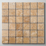 2 X 2 Walnut Travertine Tumbled Mosaic Tile