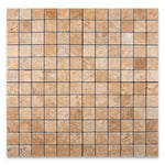 2 X 2 Walnut Travertine Tumbled Mosaic Tile