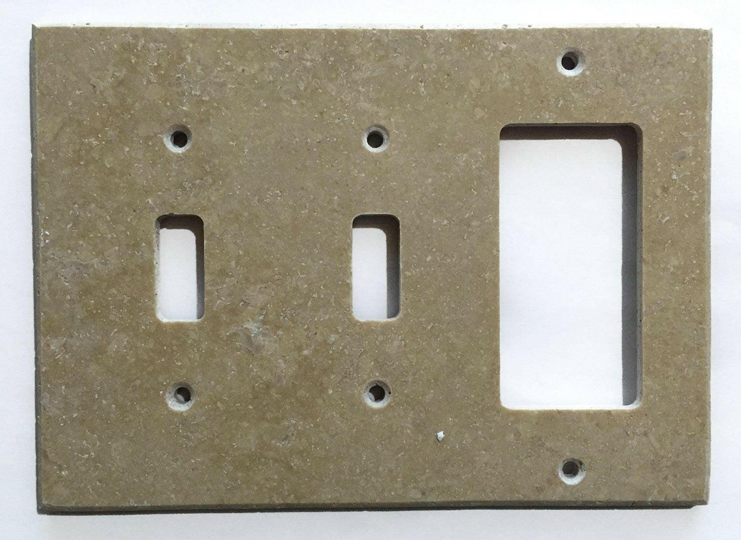 Walnut Travertine Double Toggle Rocker Switch Wall Plate / Switch Plate / Cover - Honed-Travertine Wall/Switch Plate-American Tile Depot