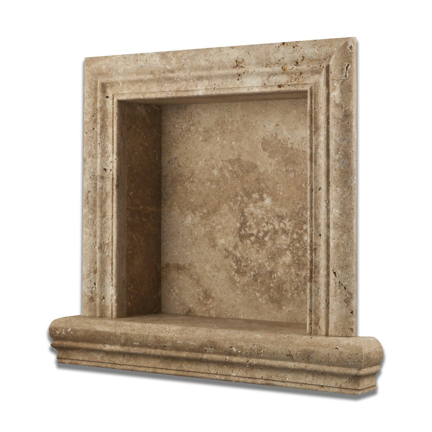 Walnut Travertine Hand-Made Custom Shampoo Niche / Shelf - SMALL - Honed-Accessories-American Tile Depot