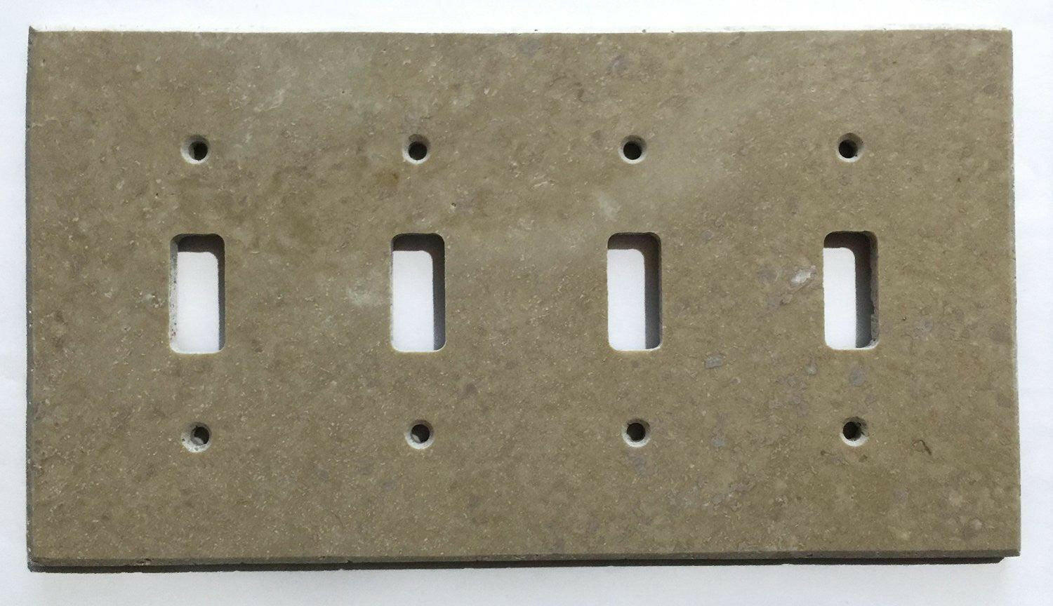 Walnut Travertine Quadruple Toggle Switch Wall Plate / Switch Plate / Cover - Honed-Travertine Wall/Switch Plate-American Tile Depot