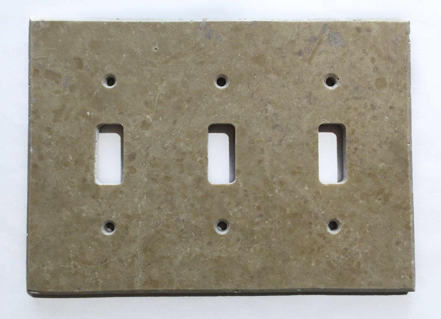 Walnut Travertine Triple Toggle Switch Wall Plate / Switch Plate / Cover - Honed-Travertine Wall/Switch Plate-American Tile Depot