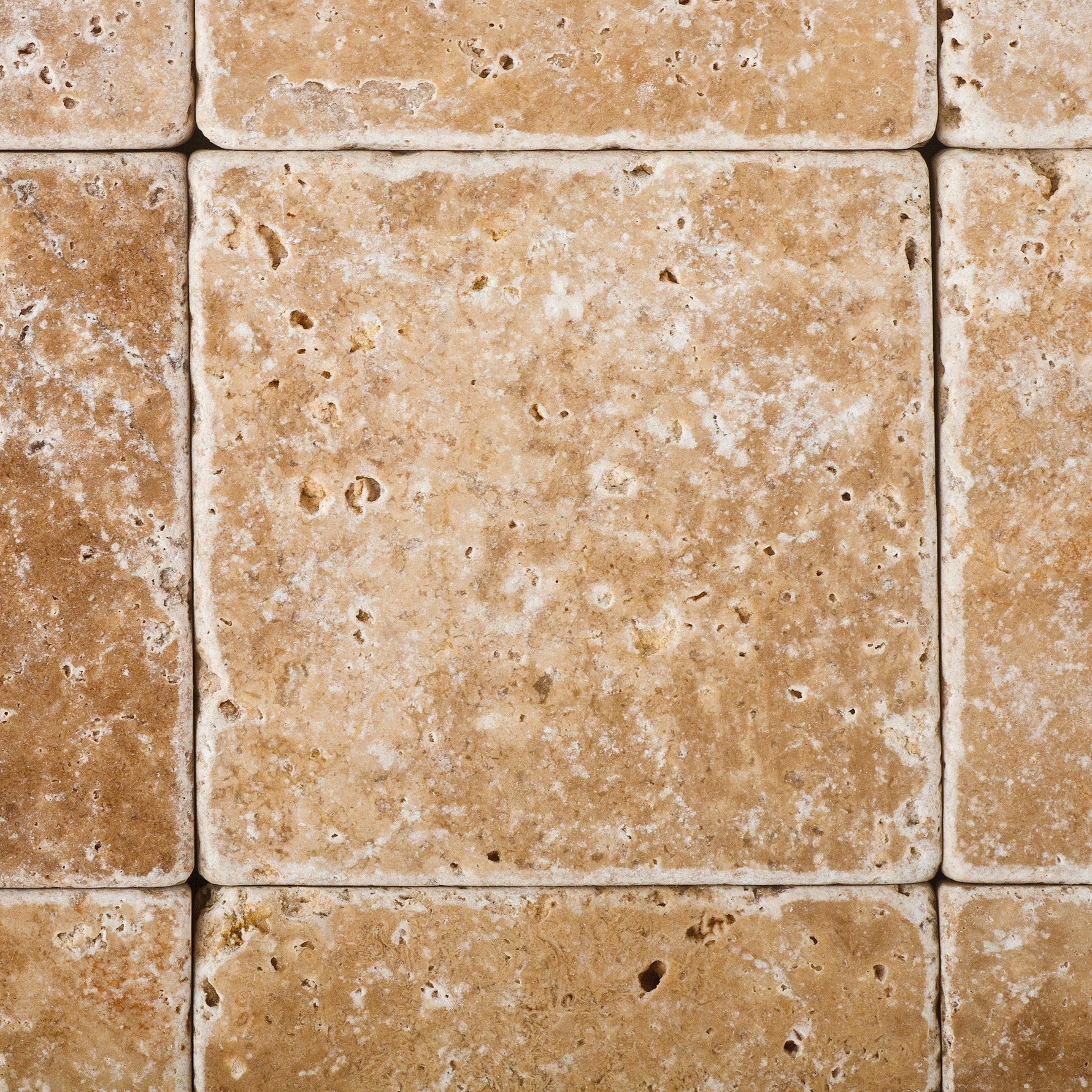 4 X 4 Walnut Travertine Tumbled Field Tile