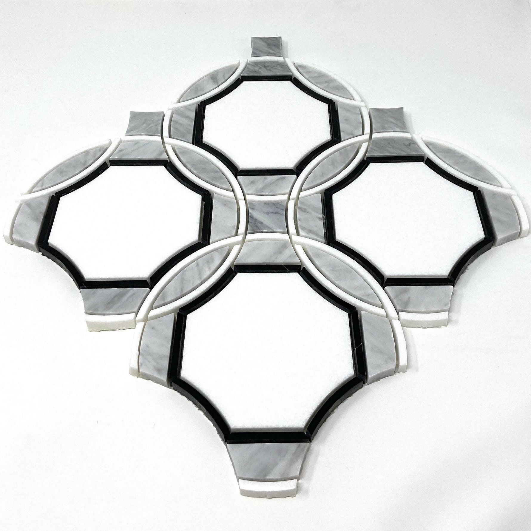 Waterjet Large Octagon Marble Polished Mosaic Tile-Marble Mosaic-American Tile Depot