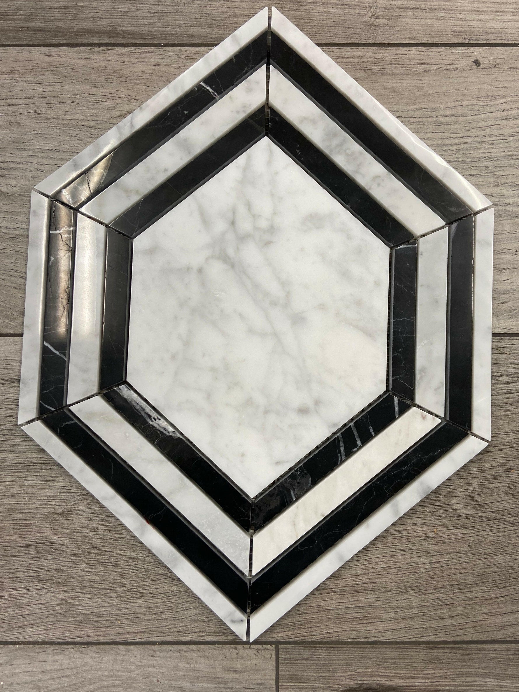 Waterjet Long Hexagon Marble Polished Mosaic Tile-Marble Mosaic-American Tile Depot