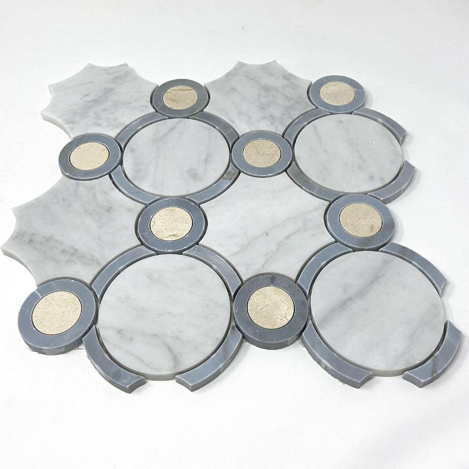 Waterjet Round Marble Polished Mosaic Tile-Marble Mosaic-American Tile Depot