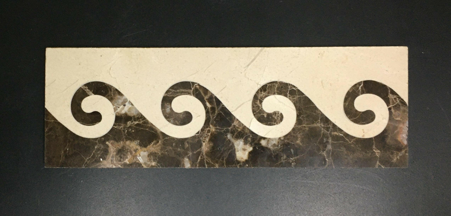 Wavy 4 X 12 Marble Waterjet Border - Polished-Marble Border-American Tile Depot