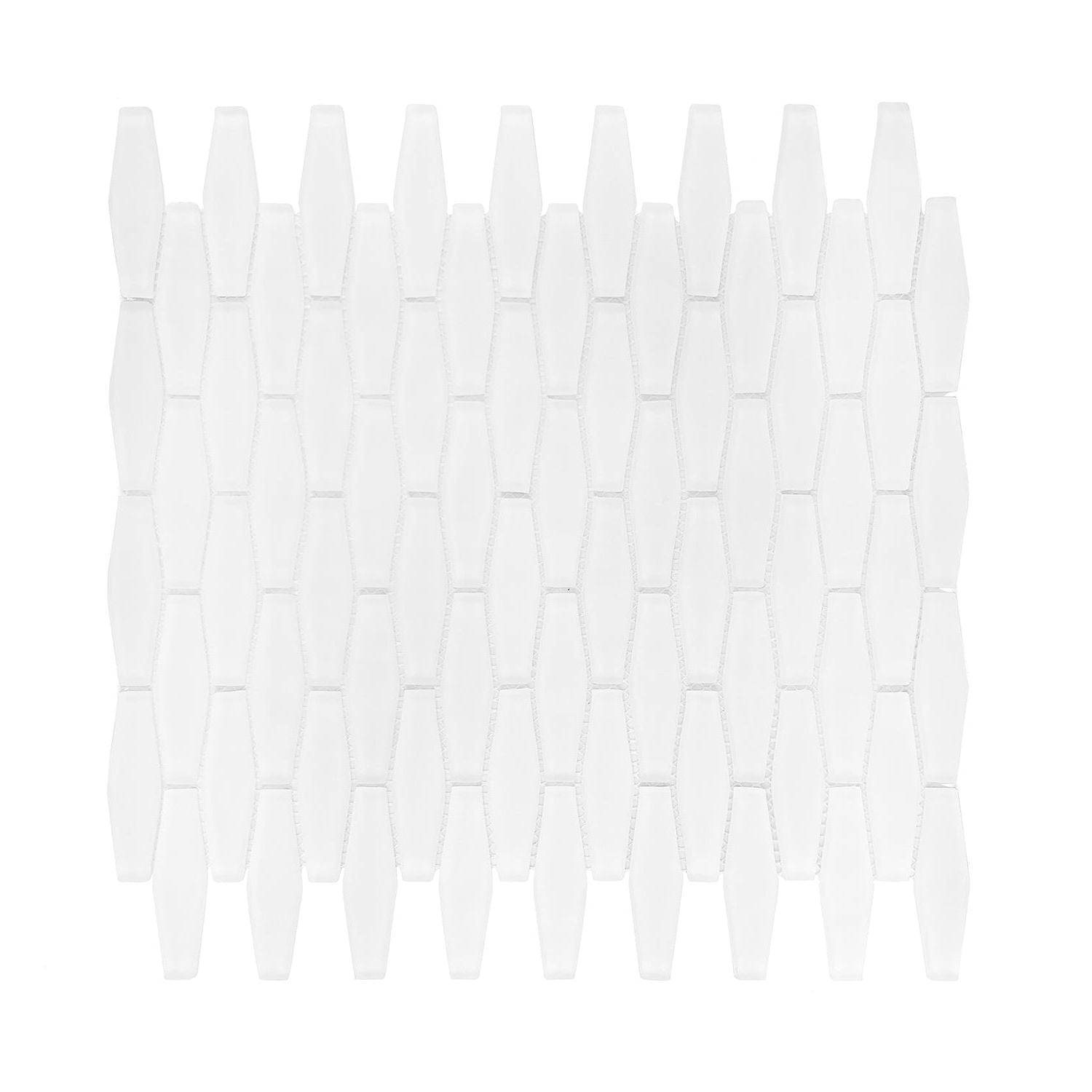 White Elongated Hexagon Glass Mosaic Tile-Glass Mosaic-American Tile Depot