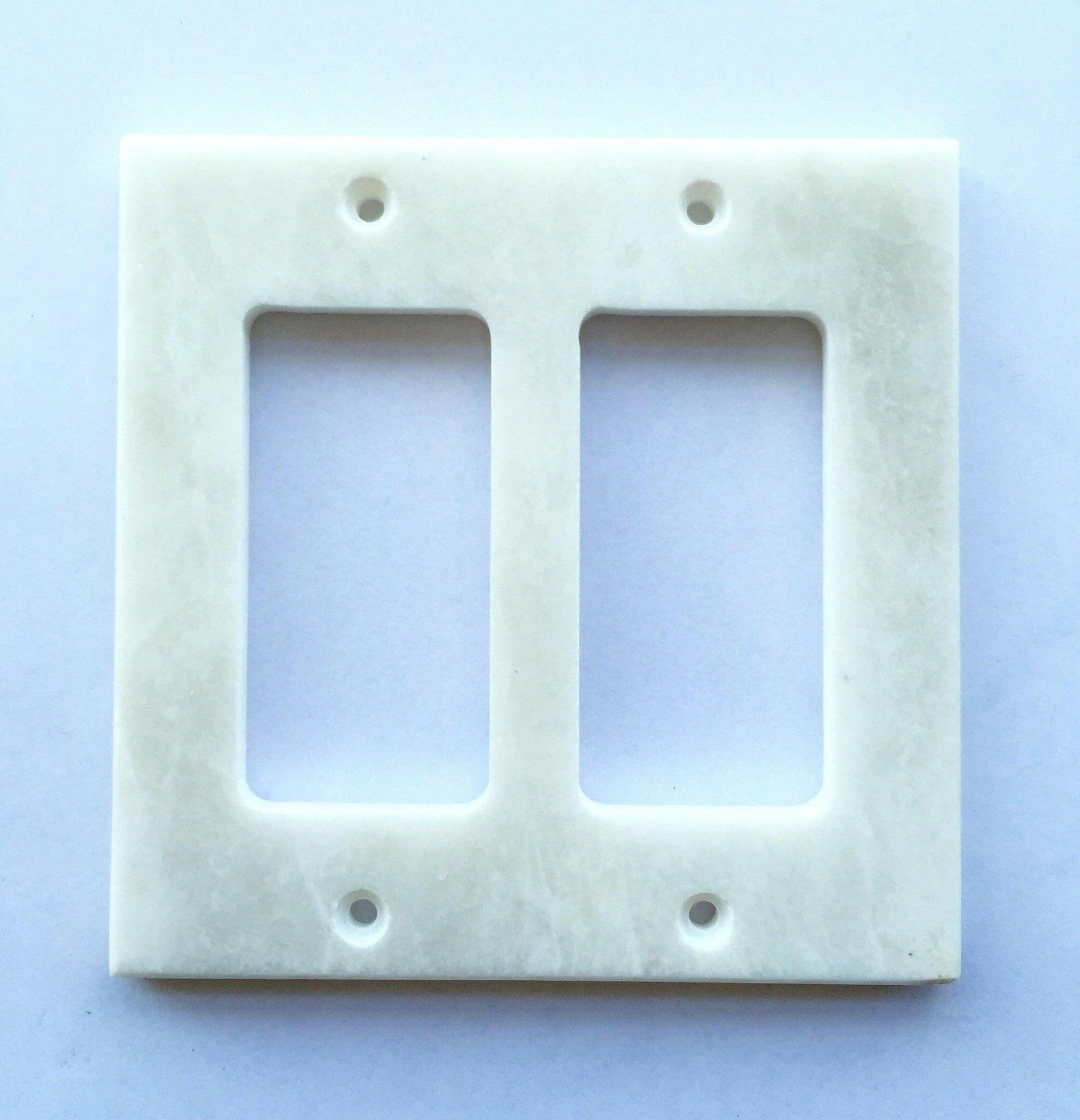 White Marble (Meram Blanc) Double Rocker Switch Wall Plate / Switch Plate / Cover - Honed-Marble Wall/Switch Plate-American Tile Depot