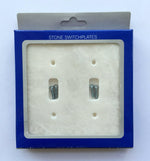 White Marble (Meram Blanc) Double Toggle Switch Wall Plate / Switch Plate / Cover - Honed-Marble Wall/Switch Plate-American Tile Depot