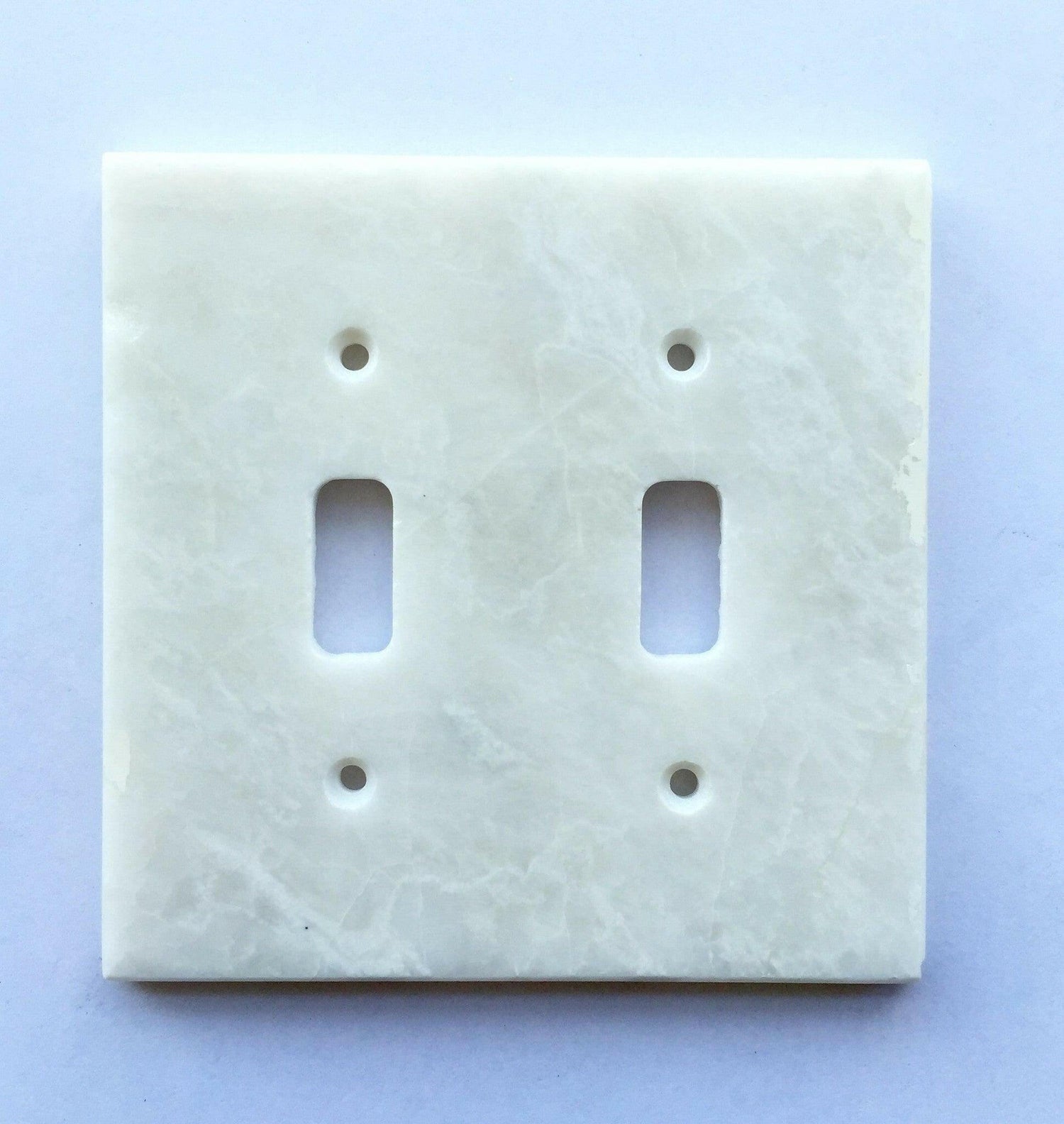 White Marble (Meram Blanc) Double Toggle Switch Wall Plate / Switch Plate / Cover - Honed-Marble Wall/Switch Plate-American Tile Depot