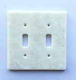 White Marble (Meram Blanc) Double Toggle Switch Wall Plate / Switch Plate / Cover - Polished-Marble Wall/Switch Plate-American Tile Depot