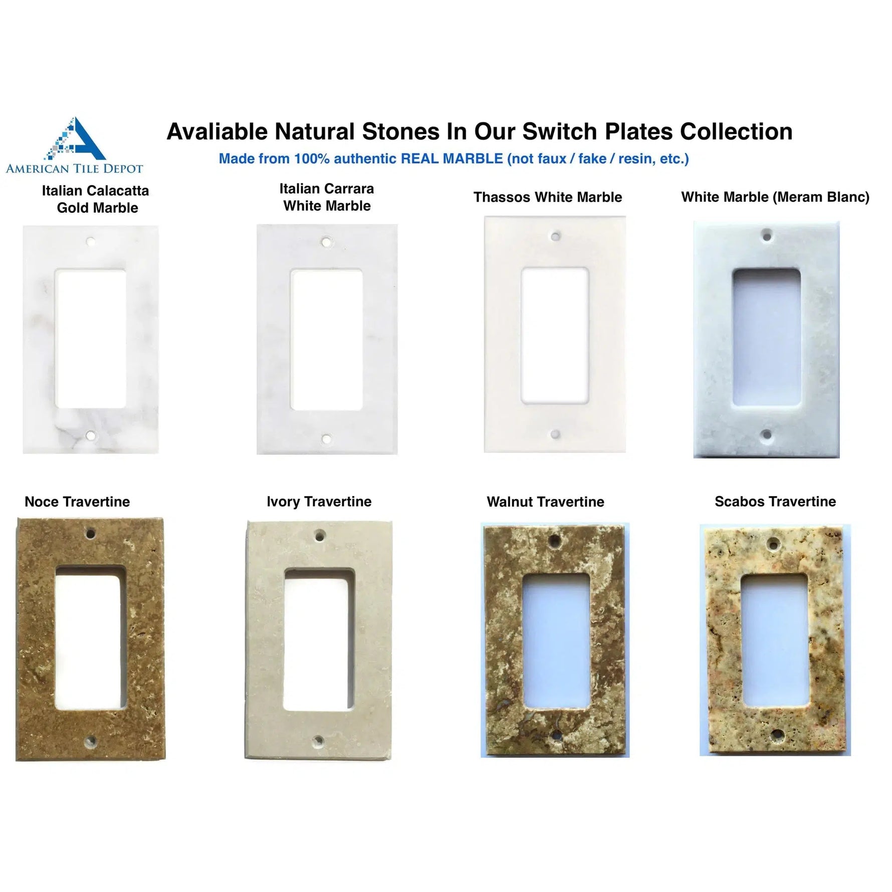 White Marble (Meram Blanc) Single Duplex Switch Wall Plate / Switch Plate / Cover - Honed-Marble Wall/Switch Plate-American Tile Depot