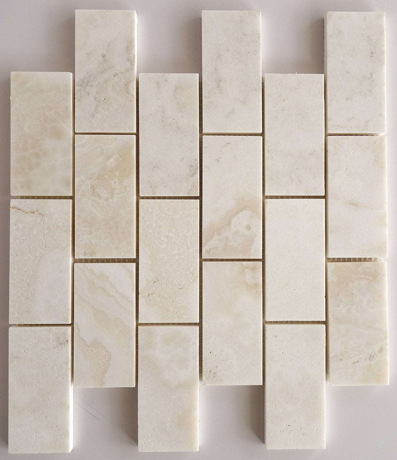 2 X 4 Premium White Onyx CROSS-CUT Polished Brick Mosaic Tile-Onyx Mosaic-American Tile Depot