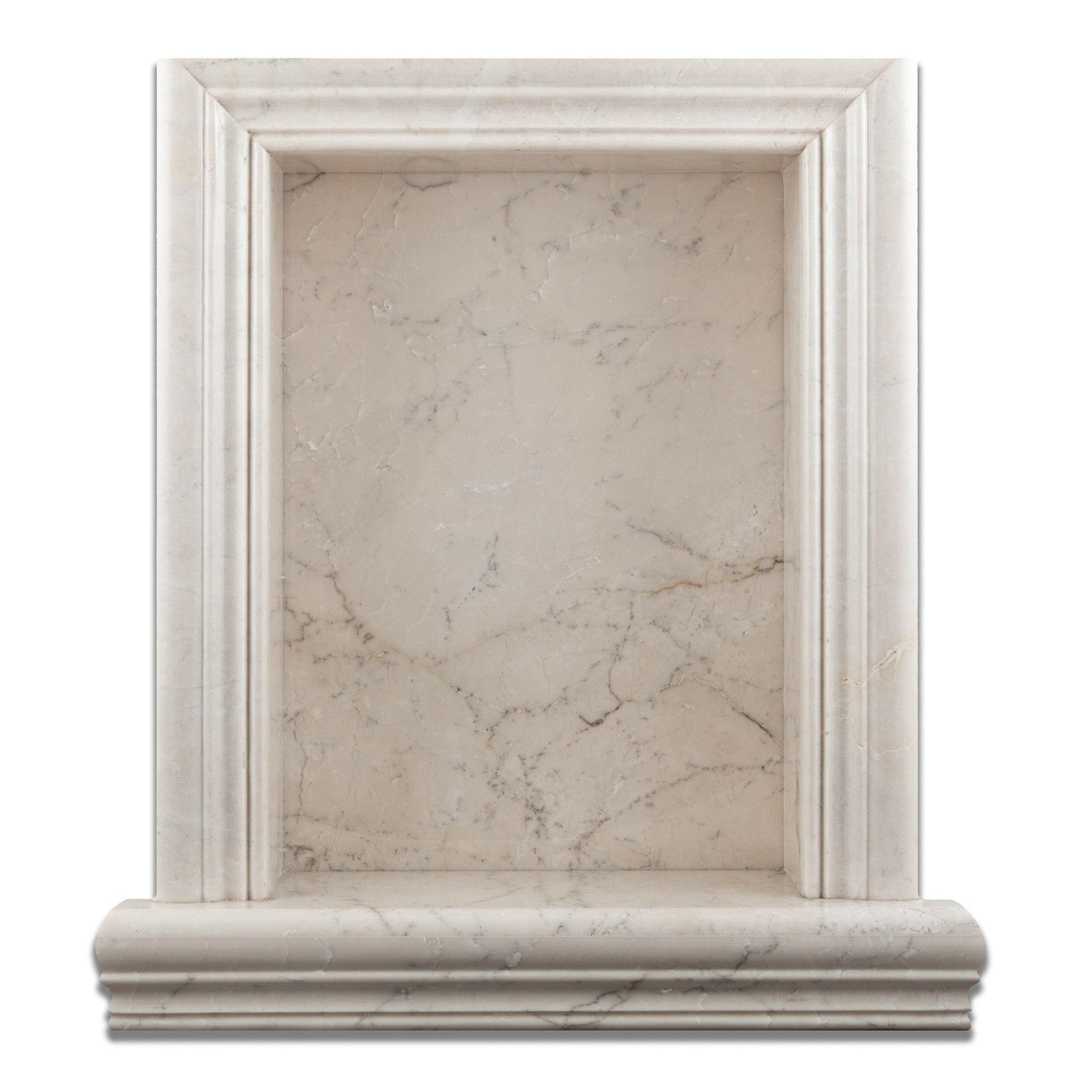 White Pearl Marble Hand-Made Custom Shampoo Niche / Shelf - LARGE - Polished-Accessories-American Tile Depot