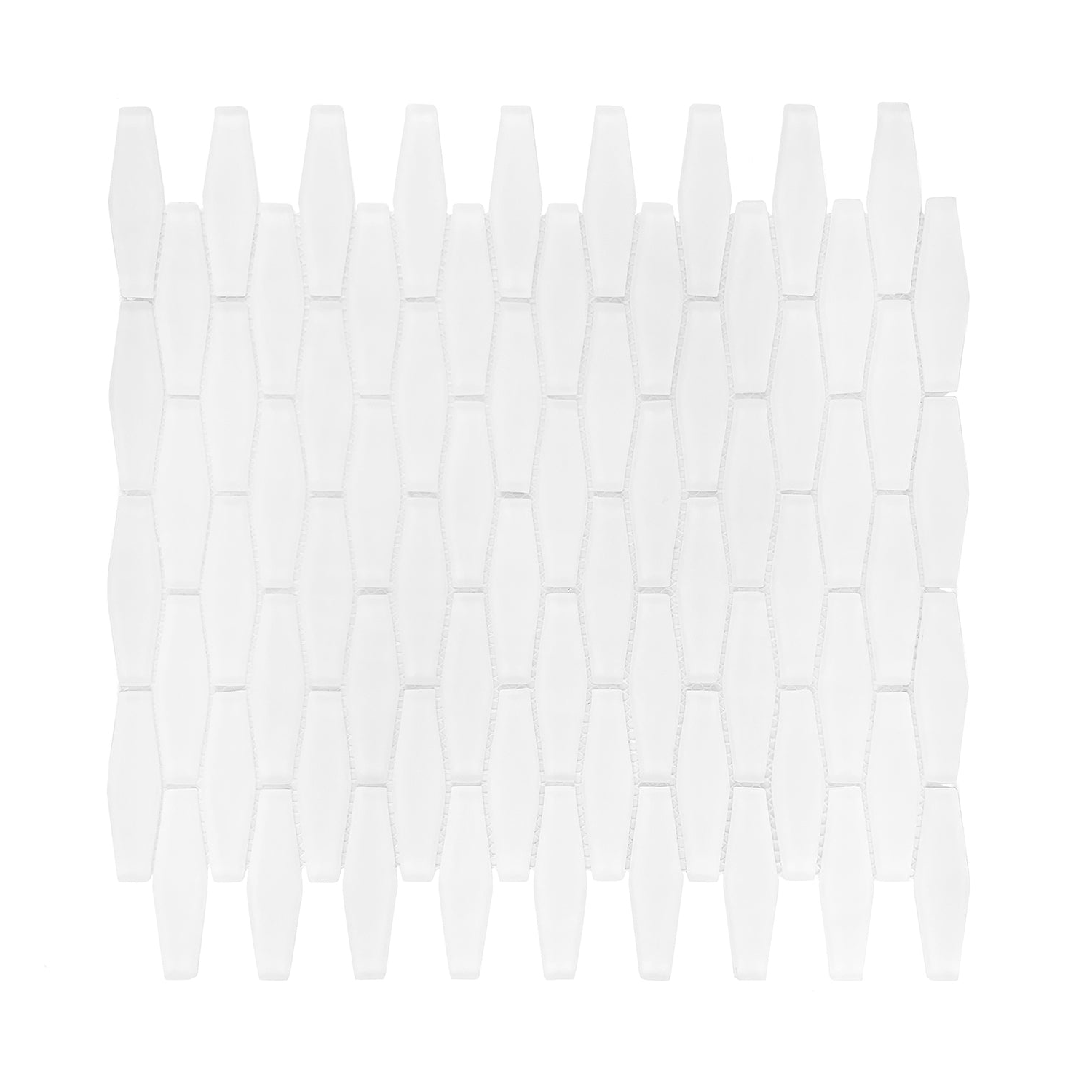 White Elongated Hexagon Glass Mosaic Tile-Glass Mosaic-American Tile Depot