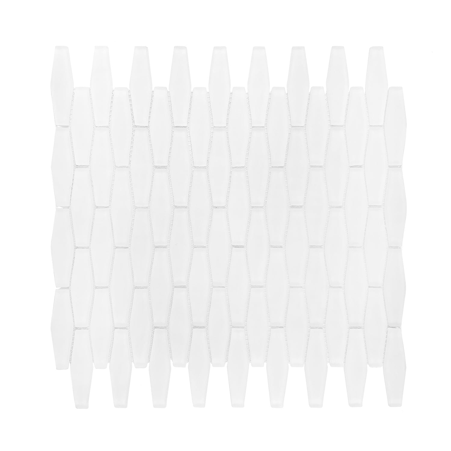 White Elongated Hexagon Glass Mosaic Tile-Glass Mosaic-American Tile Depot