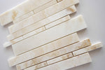 Premium White Onyx CROSS-CUT Polished Random Strip Mosaic Tile