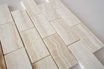 2 X 4 Premium White Onyx VEIN-CUT Polished Brick Mosaic Tile