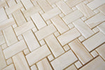 Premium White Onyx VEIN-CUT Basketweave Polished Mosaic Tile w/ White Onyx Dots