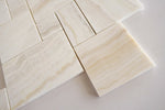 Premium White Onyx VEIN-CUT 4-Pieced OPUS Mini-Pattern Polished Mosaic Tile