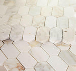 Zeta Calacatta Gold Honed Elongated Hexagon Marble Mosaic Tile-Marble Mosaic-American Tile Depot