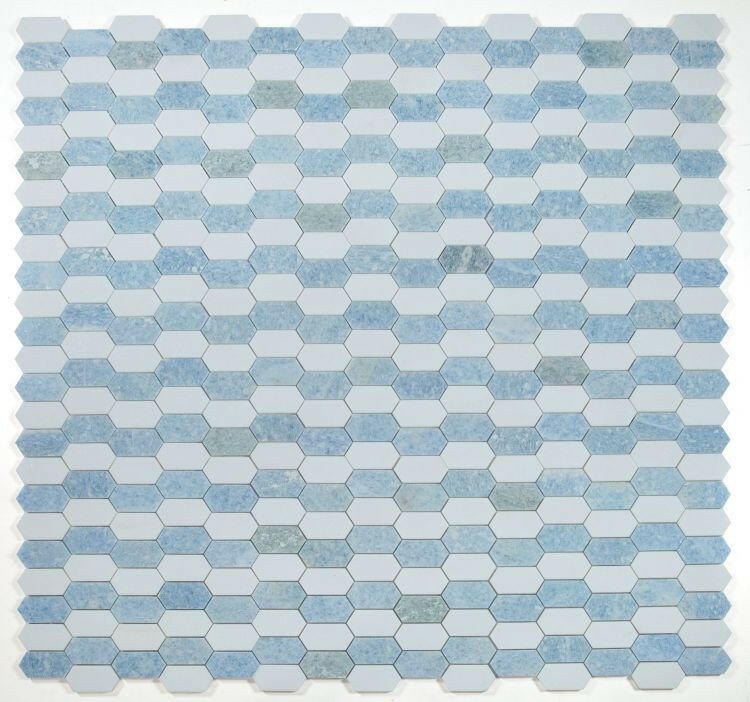 Zeta Crystal Ocean Polished Elongated Hexagon Marble Mosaic Tile-Marble Mosaic-American Tile Depot