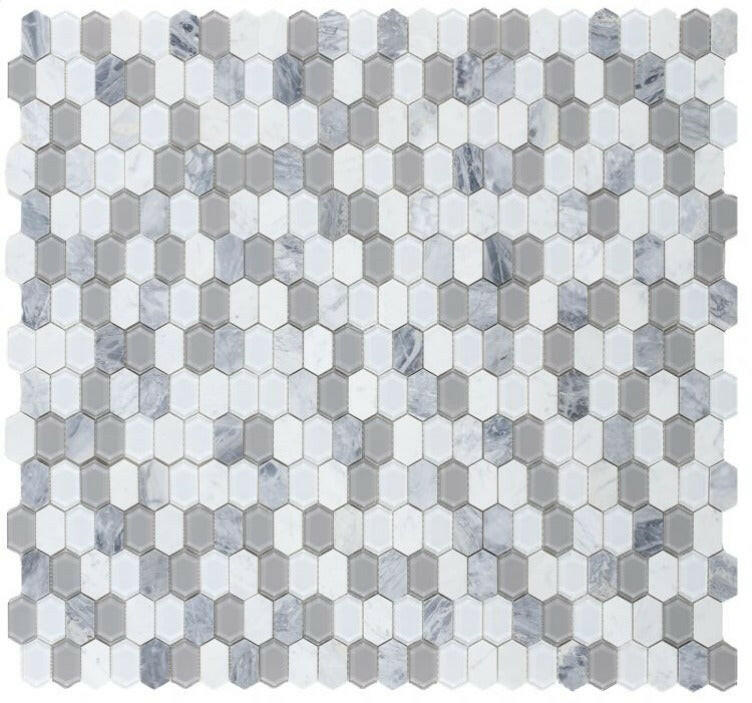 Zeta Grey Elongated Hexagon Mosaic Wall Tile-Mixed Mosaic-American Tile Depot