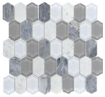 Zeta Grey Elongated Hexagon Mosaic Wall Tile-Mixed Mosaic-American Tile Depot