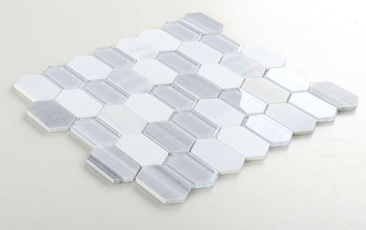 Zeta Light Elongated Hexagon Mosaic Wall Tile-Mixed Mosaic-American Tile Depot