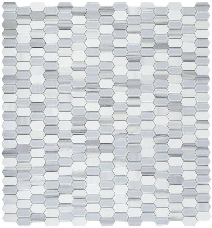 Zeta Light Elongated Hexagon Mosaic Wall Tile-Mixed Mosaic-American Tile Depot