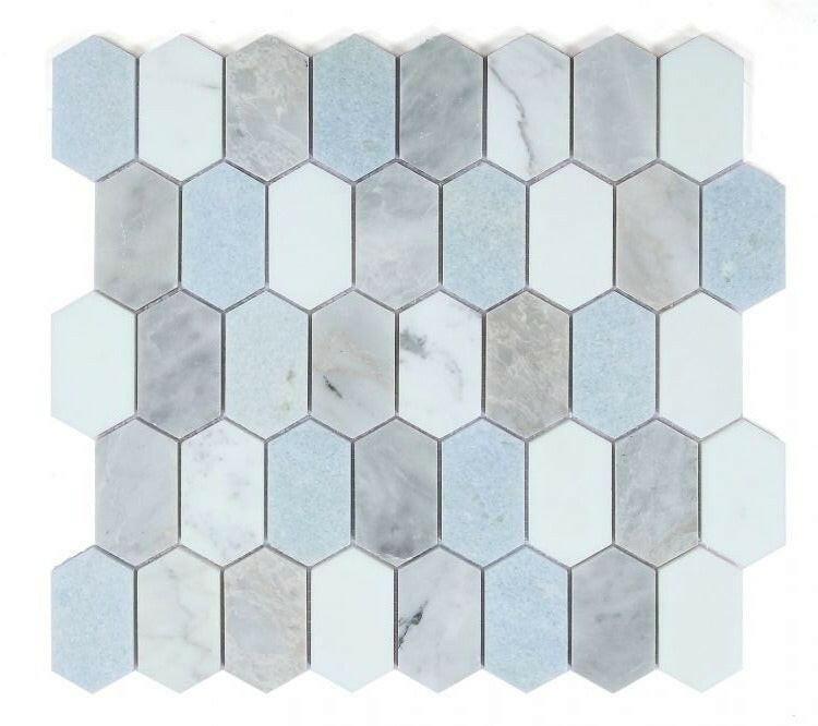 Zeta Livid Polished Elongated Hexagon Marble Mosaic Tile-Marble Mosaic-American Tile Depot