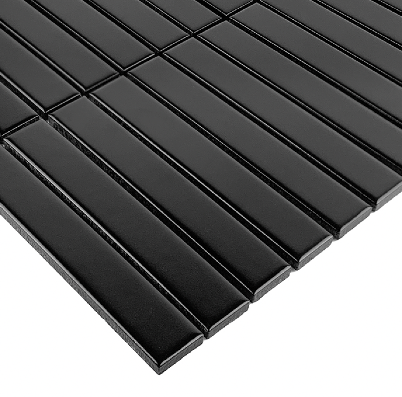 Gio Black Matte 1" X 6" Stacked Linear Porcelain Mosaic Tile