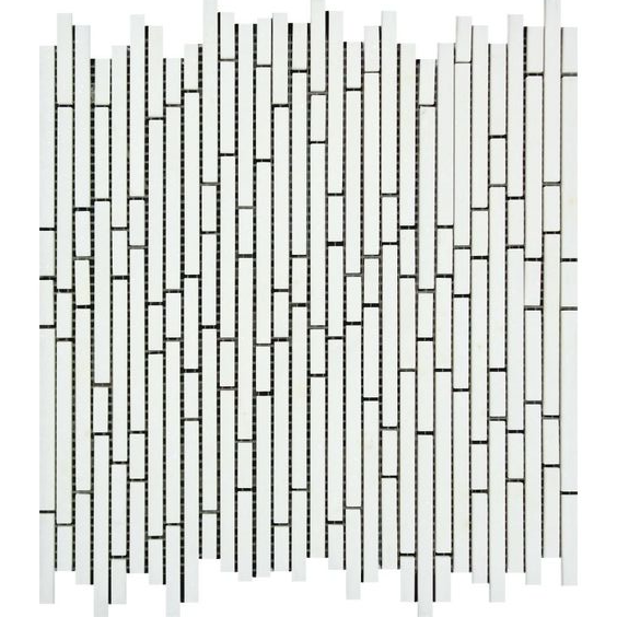 Thassos White Marble Polished ( Single-Color Thassos ) Bamboo Sticks Mosaic-Marble Mosaic-American Tile Depot