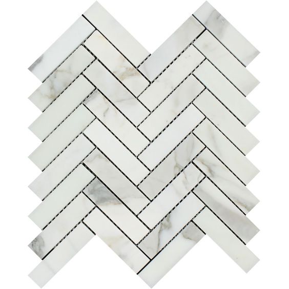 Calacatta Gold Marble Honed 1 x 4 Herringbone Mosaic Tile