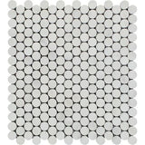 Oriental White / Asian Statuary Marble Polished Penny Round Mosaic Tile-Marble Mosaic-American Tile Depot