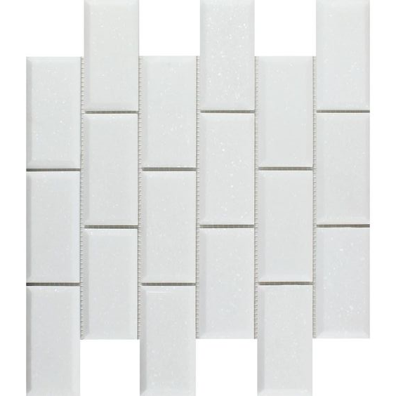 2 X 4 Thassos White Marble Honed & Beveled Brick Mosaic Tile-Marble Mosaic-American Tile Depot