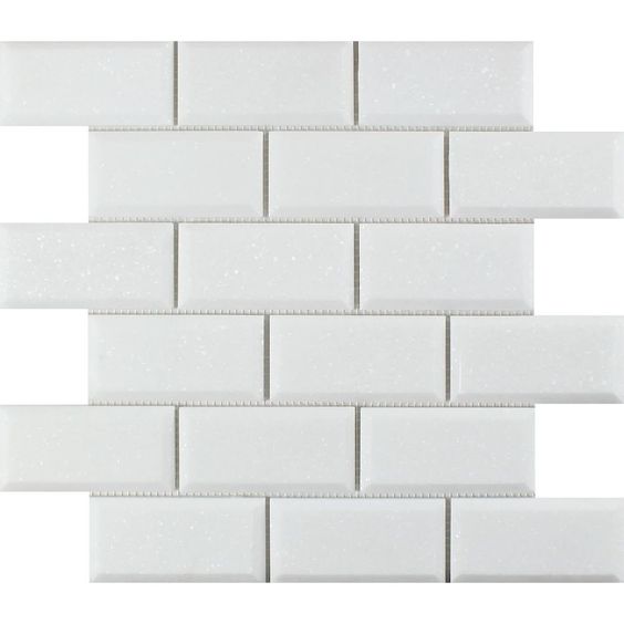 2 X 4 Thassos White Marble Polished & Beveled Brick Mosaic Tile