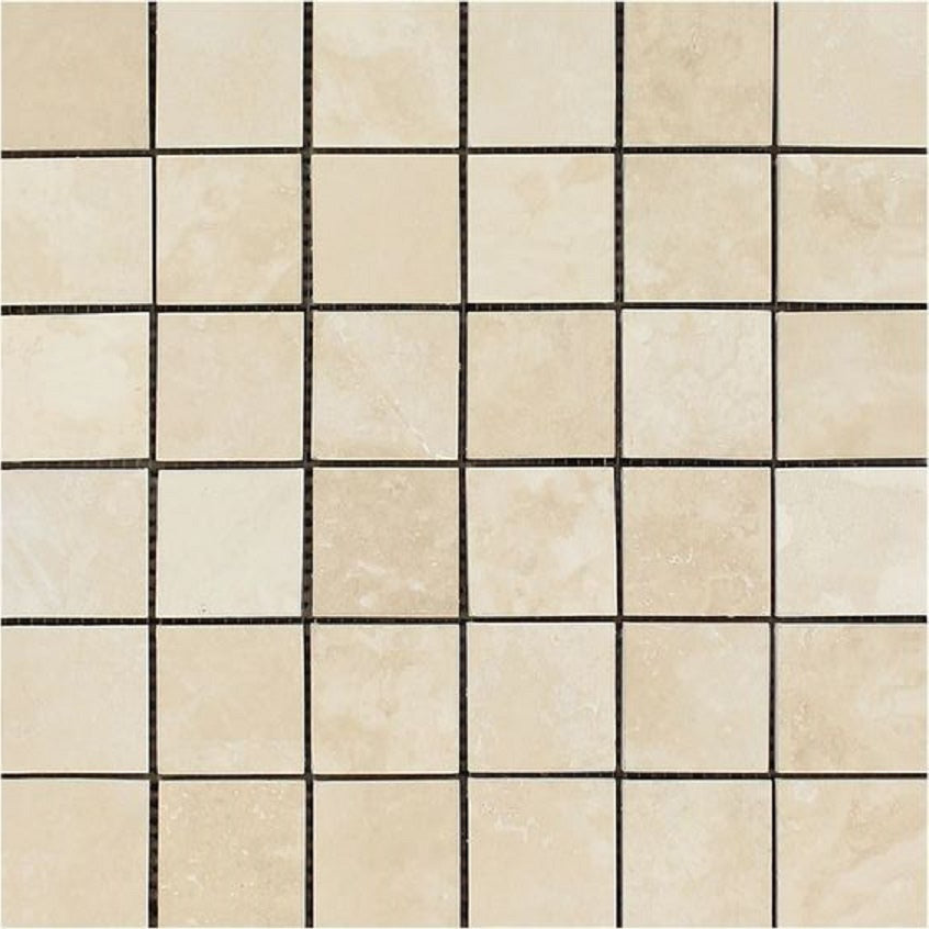 2 X 2 Ivory Travertine Honed Mosaic Tile-Travertine Mosaic-American Tile Depot