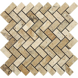 Philadelphia Travertine Tumbled 1 x 2 Herringbone Mosaic Tile