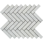 Carrara White Marble Polished 1 x 4 Herringbone Mosaic Tile-Marble Mosaic-American Tile Depot