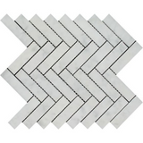 Carrara White Marble Polished 1 x 4 Herringbone Mosaic Tile