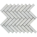 Carrara White Marble Honed 1 x 4 Herringbone Mosaic Tile