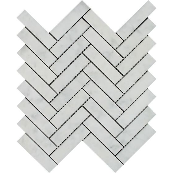 Carrara White Marble Honed 1 x 4 Herringbone Mosaic Tile-Marble Mosaic-American Tile Depot