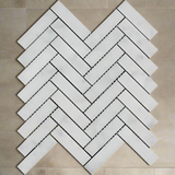 Carrara White Marble Honed 1 x 4 Herringbone Mosaic Tile