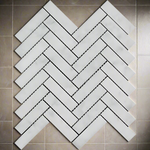 Carrara White Marble Polished 1 x 4 Herringbone Mosaic Tile-Marble Mosaic-American Tile Depot